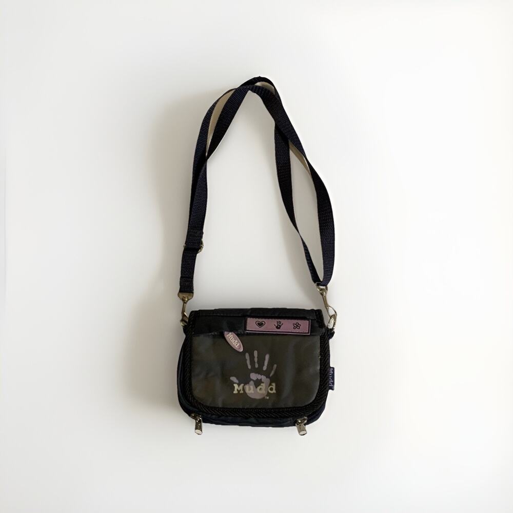 MUDD Vtg Y2K 90’s Black Crossbody Bag Purse Organizer Mirror Pockets ID Wallet